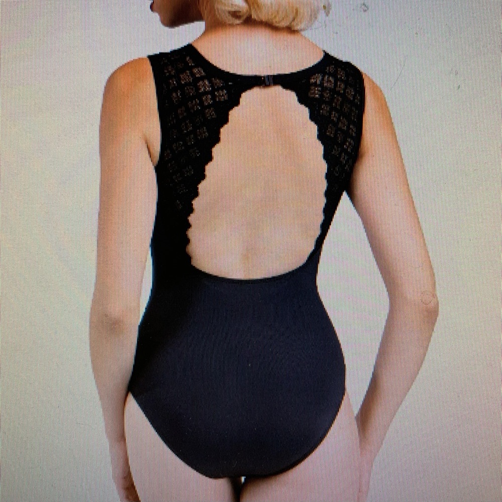 NWT Lulli Black Lace Detail Leotard